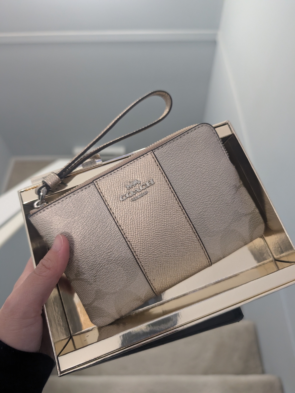 Coach Metallic Gold Wristlet Clutch
